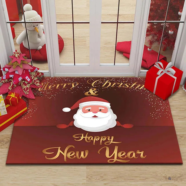 Axyaa Christmas New Year Entrance Door Mat Non-Slip Floor Decor