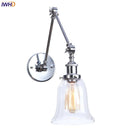 Axyaa Chrome Industrial Swing Arm Wall Sconce Clear Glass Lamparas De Pared
