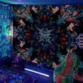 Axyaa UV Mushroom Fractal Tapestry - Psychedelic Wall Art for Bedroom, Dorm Room