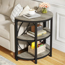 Axyaa Industrial 3-Tier Half Round End Table, Metal Frame Living Room Side Table