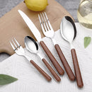 Axyaa Wooden Grain Silverware Set for 8 - 40 Piece Stainless Steel Cutlery Utensils