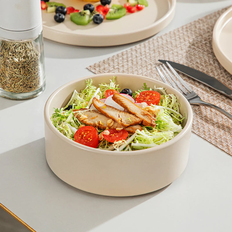 Axya Stoneware Tableware Set, 12/24/36 Pc Beige, 5 Colors, Dinner/Dessert Plate/Bowl, For 4/8/12