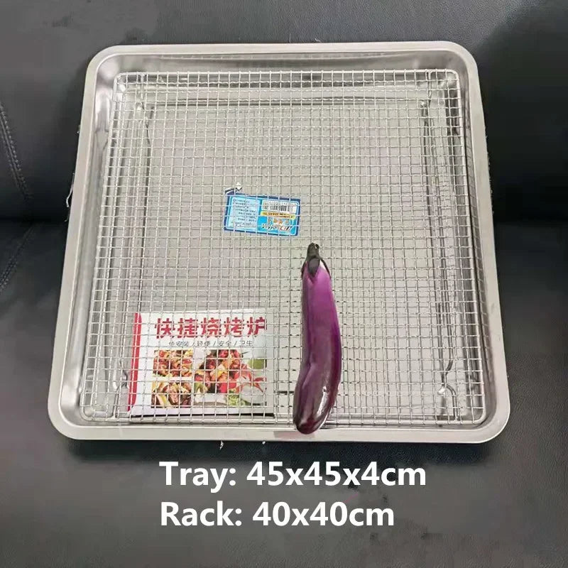 Axya Stainless Steel BBQ Grill Mesh Rectangular Baking Rack Drainage Cake Drying Frame