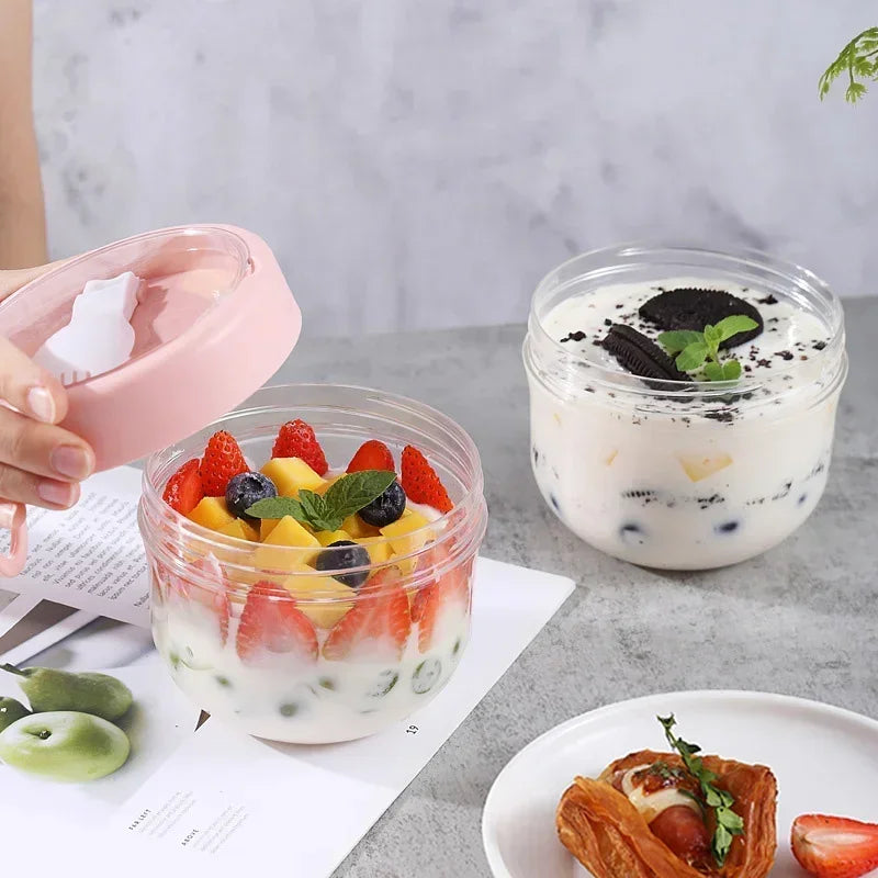 Axyaa 600ml Oatmeal Cup with Airtight Lid, Spoon - Food Storage Jar