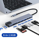 Axyaa 8-in-1 USB C Hub with 4K HDMI, RJ45, SD/TF, PD, USB 3.0 - Laptop Dock