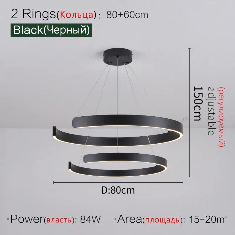 Axyaa Circular C-shaped Pendant Light for Modern Living Room & Dining Room