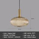 Axyaa Striped Glass Lantern Chandelier LED Pendant Lights for Dining Room Kitchen