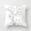 Minimalist White Pillow Cover - Axyaa Portrait Sketch Nordic Cushion
