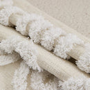 Cream Woven Tufted Pillowcase with Beige Tassel Embroidery by Axyaa
