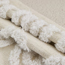 Cream Woven Tufted Pillowcase with Beige Tassel Embroidery by Axyaa