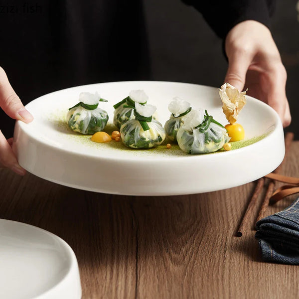 Axya Ceramic Dinner Plate Set - Specialty Round Sushi & Steak Trays