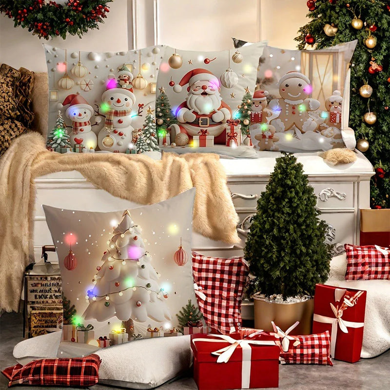 Axyaa LED Luminous Pillowcase: Cute Christmas Design for Home Decor