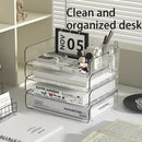 Acrylic Desk File Organizer Set, 4 Pack Stackable Clear Letter Tray by Axyaa.