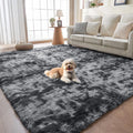 Axyaa Tie-Dye Pink Plush Carpet: Ultra Soft Fluffy Rug for Girl's Bedroom & Living Room