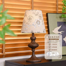 Axyaa Wooden Table Lights with Handmade Fabric Lampshade for Home & Office