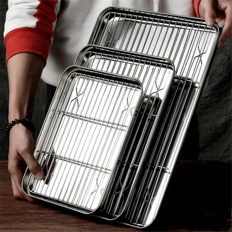 Axya Stainless Steel Baking Tray Set with Removable Cooling Rack