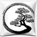 Axyaa Bonsai Zen Stone Pattern Pillowcase Square Decor Home Office Living Room