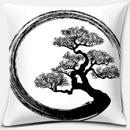 Axyaa Bonsai Zen Stone Pattern Pillowcase Square Decor Home Office Living Room