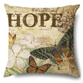 Axyaa Rose Butterfly Print Cotton Linen Pillowcase for Modern Living Room Decor