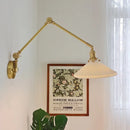 Axyaa Ceramic Copper LED Wall Lamp with Adjustable Long Arm Swing
