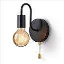 Axyaa Black Iron Wall Lamp - Modern Minimalist Industrial Night Light for Bedroom Hallway