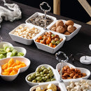 Axya Ceramic Fruit Plate Multi Grid for Snacks & Storage, Household Tableware Tray
