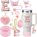 Axyaa 9-Piece Accessory Set for Stanley Cup: Butterfly Straw, Cover, Cap, Boot, Charm, Initials