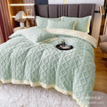 Axyaa Winter Rabbit Velvet Four-Piece Bedding Set in Solid Color