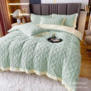 Axyaa Winter Rabbit Velvet Four-Piece Bedding Set in Solid Color