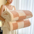 Axyaa Checkerboard Double Layer Fleece Blanket - Soft & Warm Plush Throw Blanket