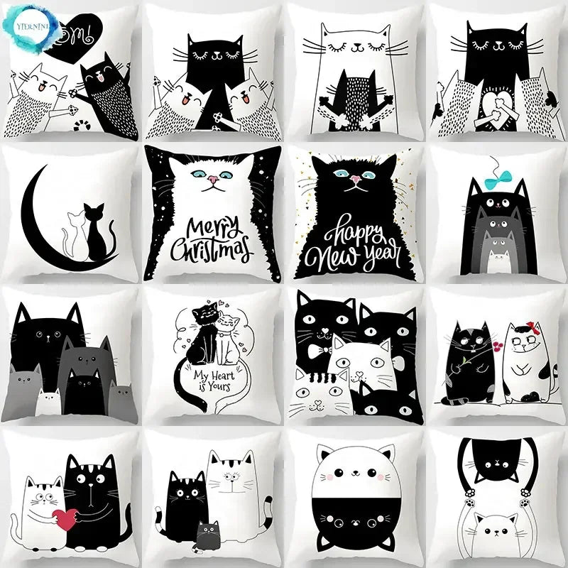 Axyaa Cat Sofa Pillow Cover - Cartoon Style Home Decor Pillowcase