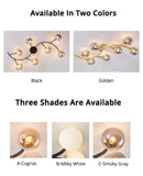 Axyaa Modern Glass LED Ceiling Lights Gold/Black Metal Lamps for Home Decor