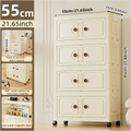 Axyaa 55cm Large Double-Door Storage Cabinet with Swivel Casters, 3-6 Tier for Home Organization