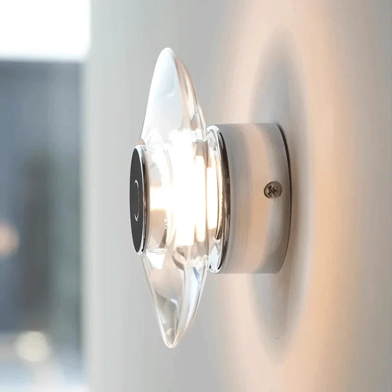 Axyaa Round Crystal LED Wall Sconce for Bedroom and Living Room
