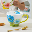 Axyaa Hand Painted Flower Ceramic Coffee Cup Large Capacity 480ml