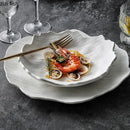 Axyaa Pure White Ceramic Dinner Plate Set for Restaurant, Irregular Shape, Ideal for Various Dishes