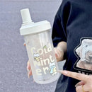 Axyaa Cat Straw Water Bottle with Lid - Bubble Milk Tea Plastic Cup