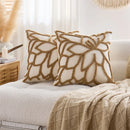Axyaa Chenille Floral Pillow Cover 45x45cm in Beige Brown Pink Orange