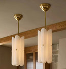 Axyaa White Glass Pendant Lamp Cream Series Iron Brass Gold Black Copper Silver