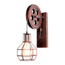 Axyaa Retro Industrial LED Wall Lamp with Adjustable Iron Pulley