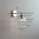 Axyaa Crystal LED Wall Sconce: Modern Silver Iron Metal Bedroom Stair Lamp