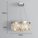 Axyaa Luxury Crystal LED Chandelier: Circular Silver Ceiling Light for Home Décor