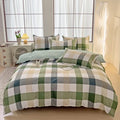 Axyaa Blue & White Grid 4-Piece Bed Sheet Set, Thickened Material