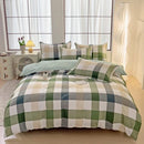 Axyaa Blue & White Grid 4-Piece Bed Sheet Set, Thickened Material