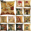 Sunflower Linen Throw Pillow Cover for Home Decor by Axyaa
