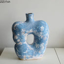Axyaa Apple Ceramic Vase Retro Plant Pot Table Decor Aesthetic Floral Room Decoration