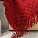 Axyaa Christmas Red Fringe Throw Blanket - Vintage Style for Couch, Sofa & Outdoor