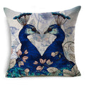 Axyaa Peacock Feather Linen Cushion Cover 45x45cm for Sofa Bed Decor