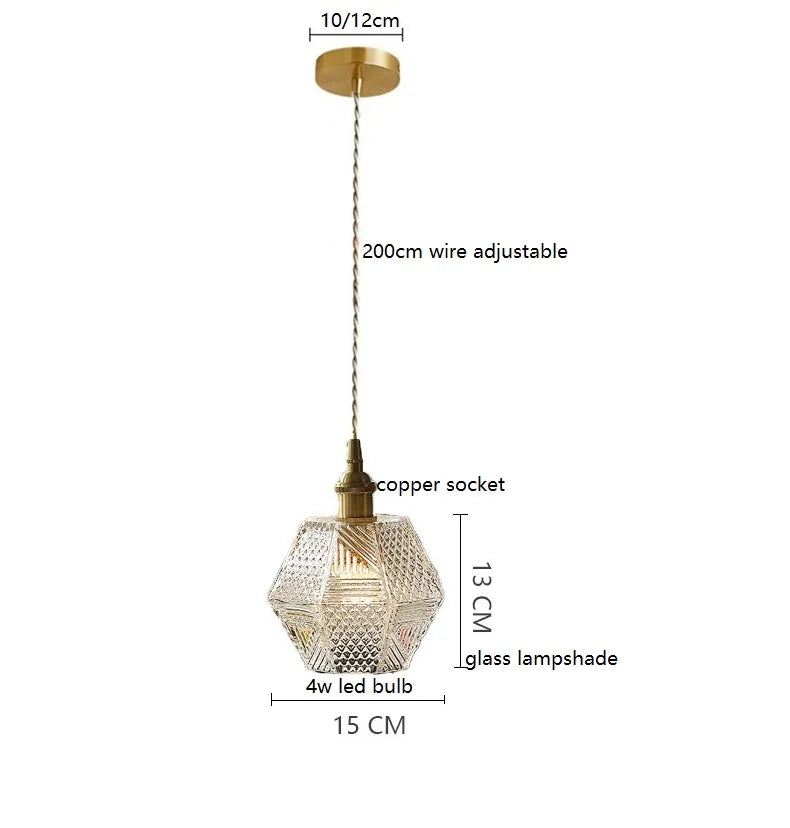 Axyaa Clear Glass LED Pendant Lights - Nordic Modern Hanging Lamp