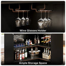 Axyaa 4-Tier L-Shaped Bar Cabinet with Stemware Racks in Black